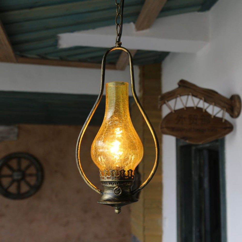 Rustic Kerosene-Style LED Pendant Light | Vintage Industrial Hanging Fixture