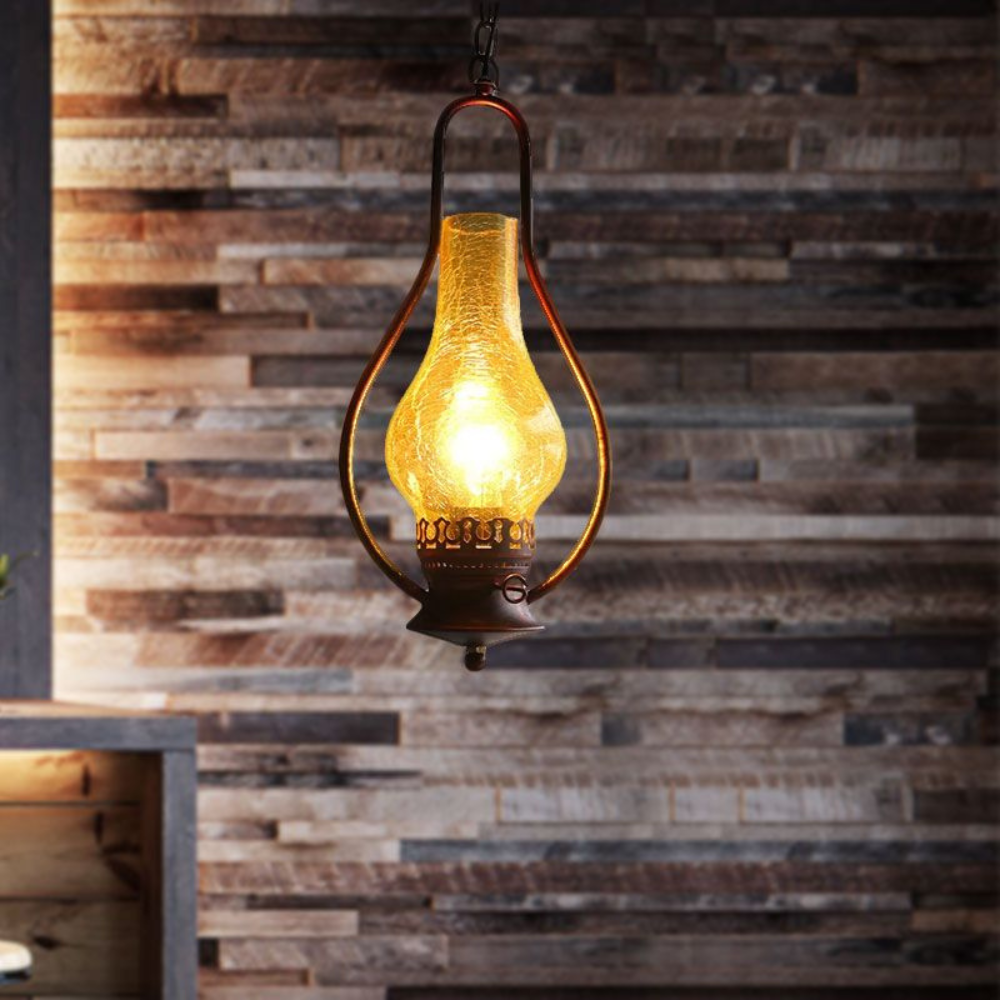 Rustic Kerosene-Style LED Pendant Light | Vintage Industrial Hanging Fixture