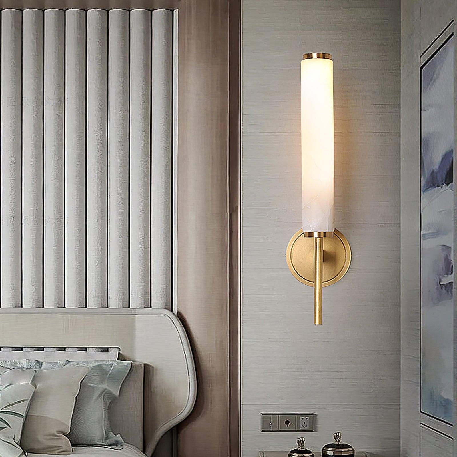 Wall Light Vertical | Brass and Alabaster Fixture