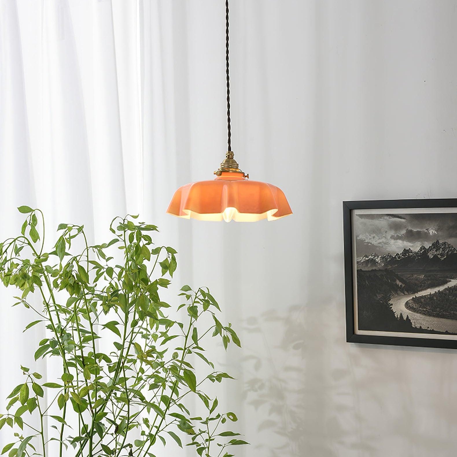 Pendant Light Scalloped  | French Flower Ceiling Lamp