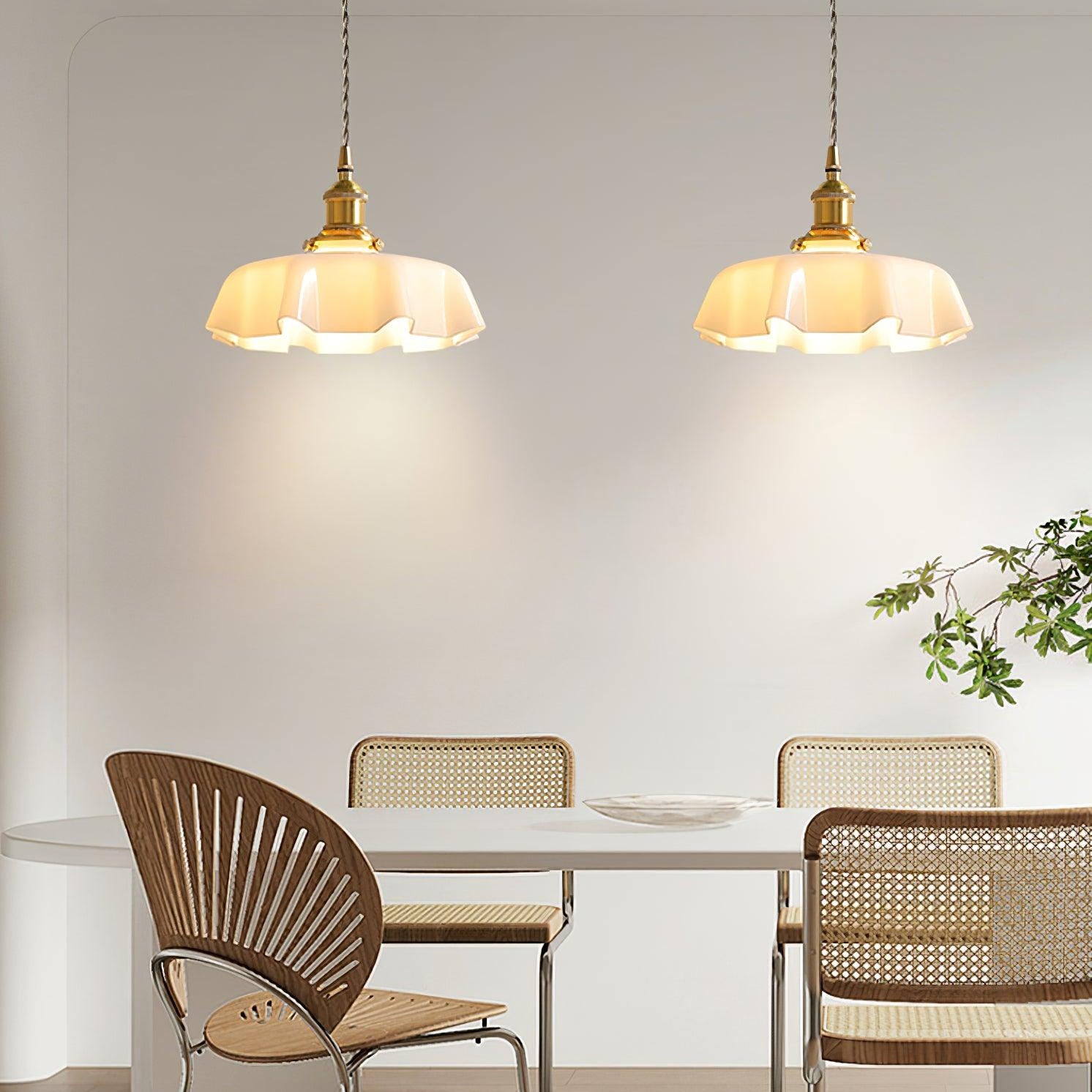 Pendant Light Scalloped  | French Flower Ceiling Lamp