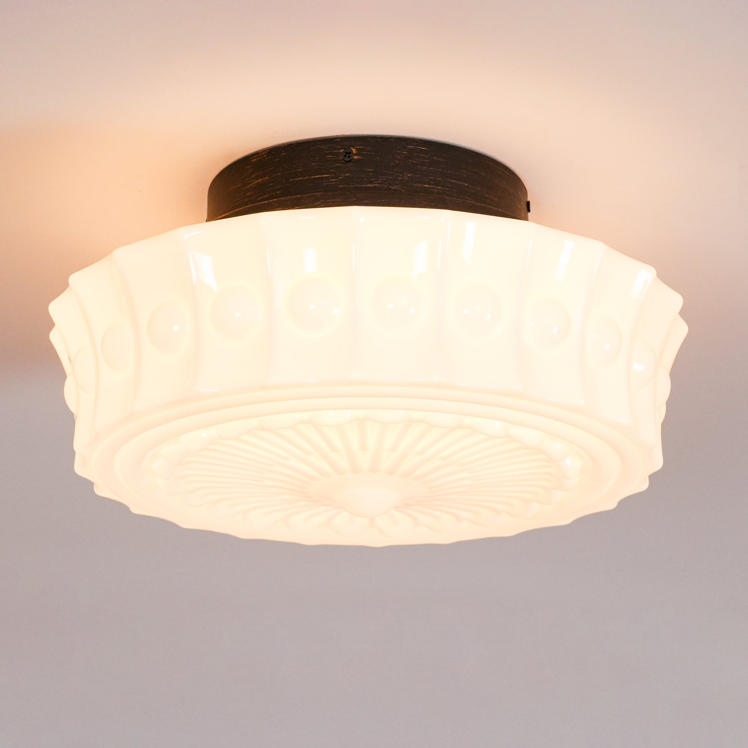 Ceiling Lights Vintage Style | Pressed Round Flush Mount