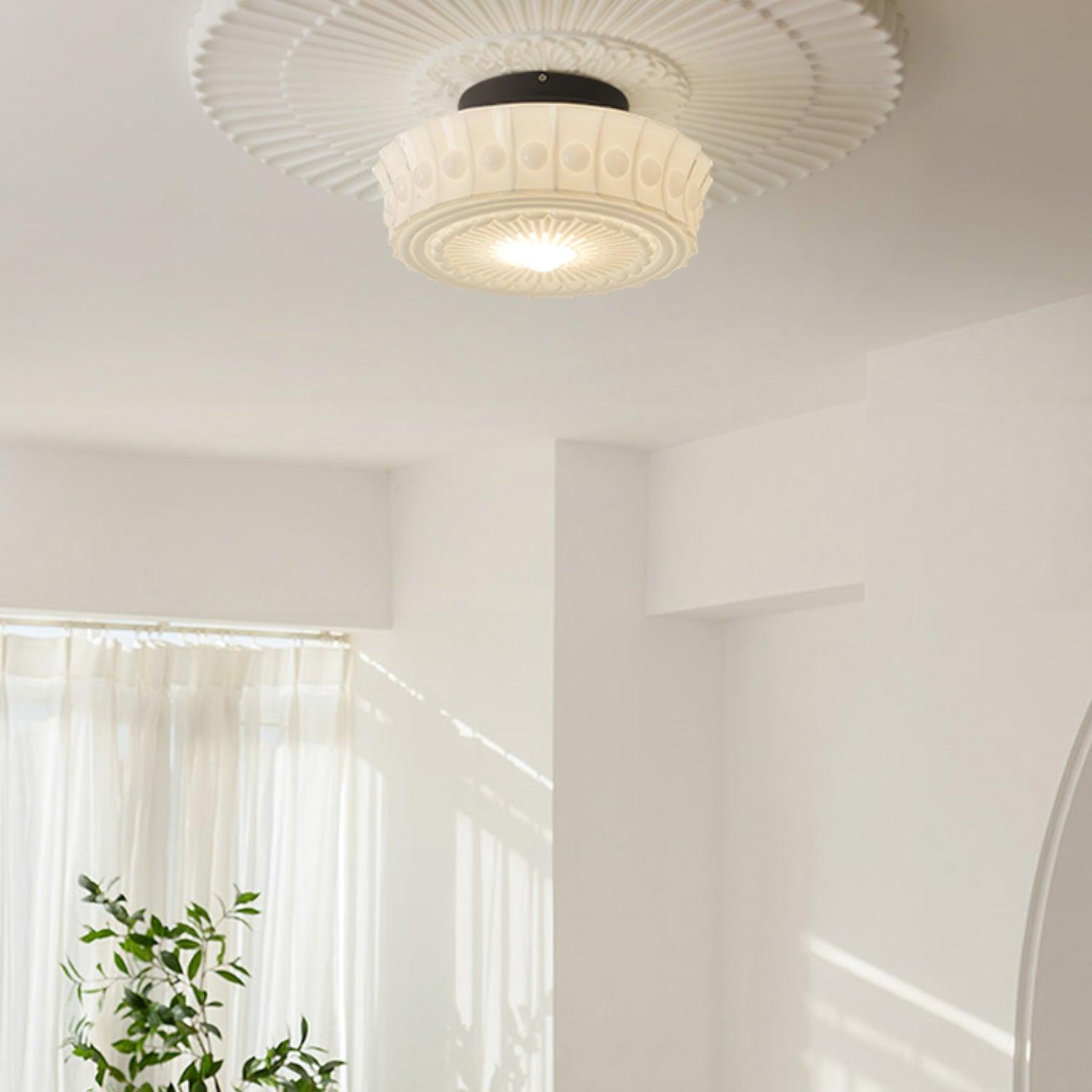 Ceiling Lights Vintage Style | Pressed Round Flush Mount