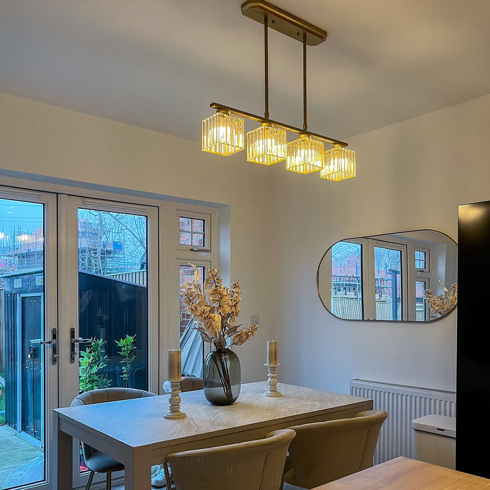 Dining Room Modern Pendant Light | Rectangular Multi Glass Shade