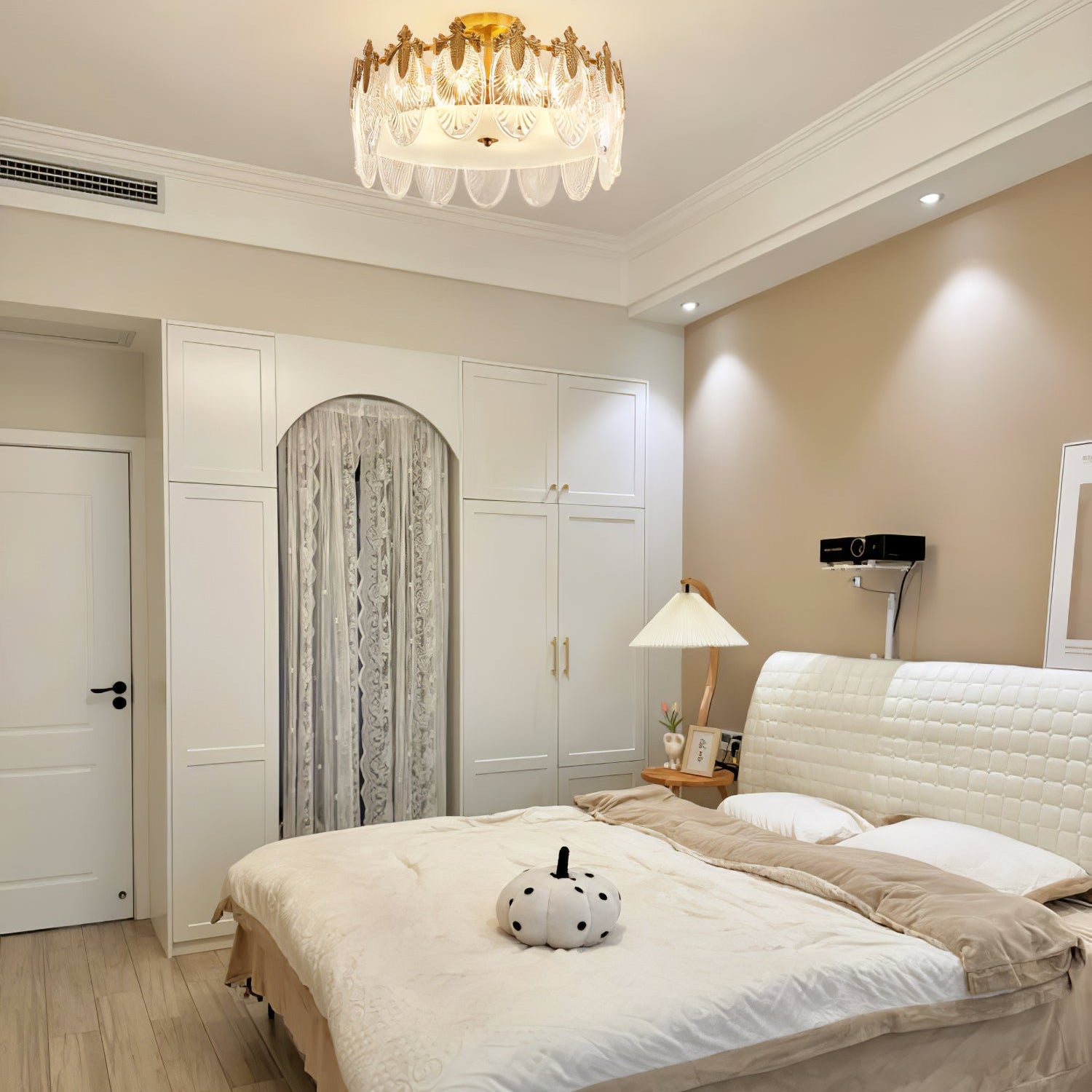 Bedroom Round Chandelier | Ornate Pattern Ceiling Fixture