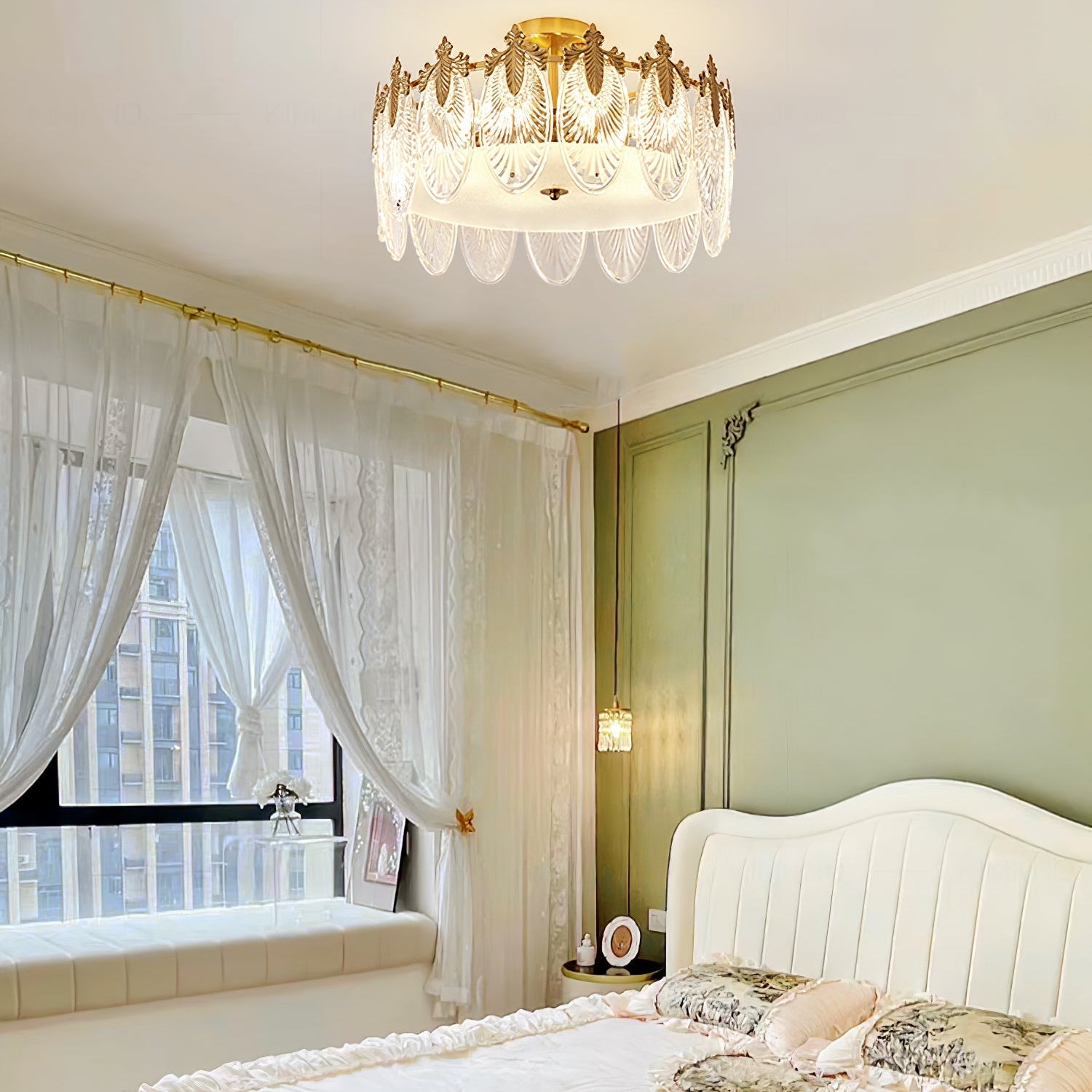 Bedroom Round Chandelier | Ornate Pattern Ceiling Fixture