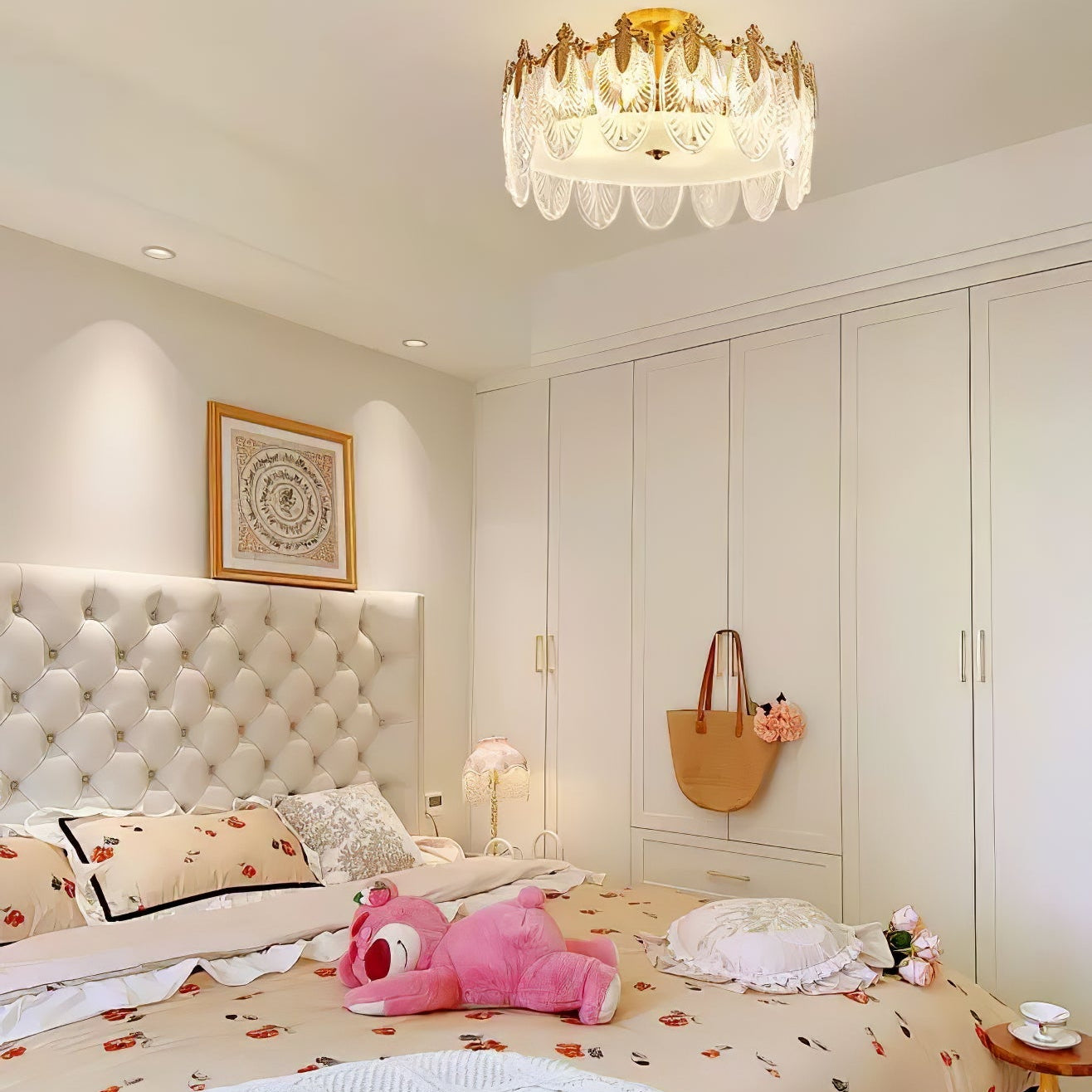 Bedroom Round Chandelier | Ornate Pattern Ceiling Fixture