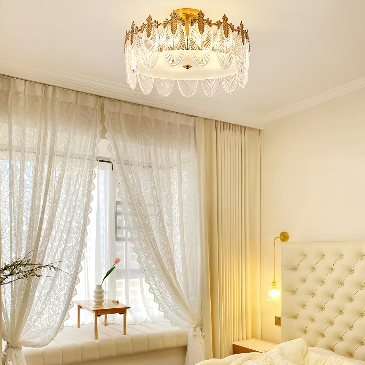 Bedroom Round Chandelier | Ornate Pattern Ceiling Fixture