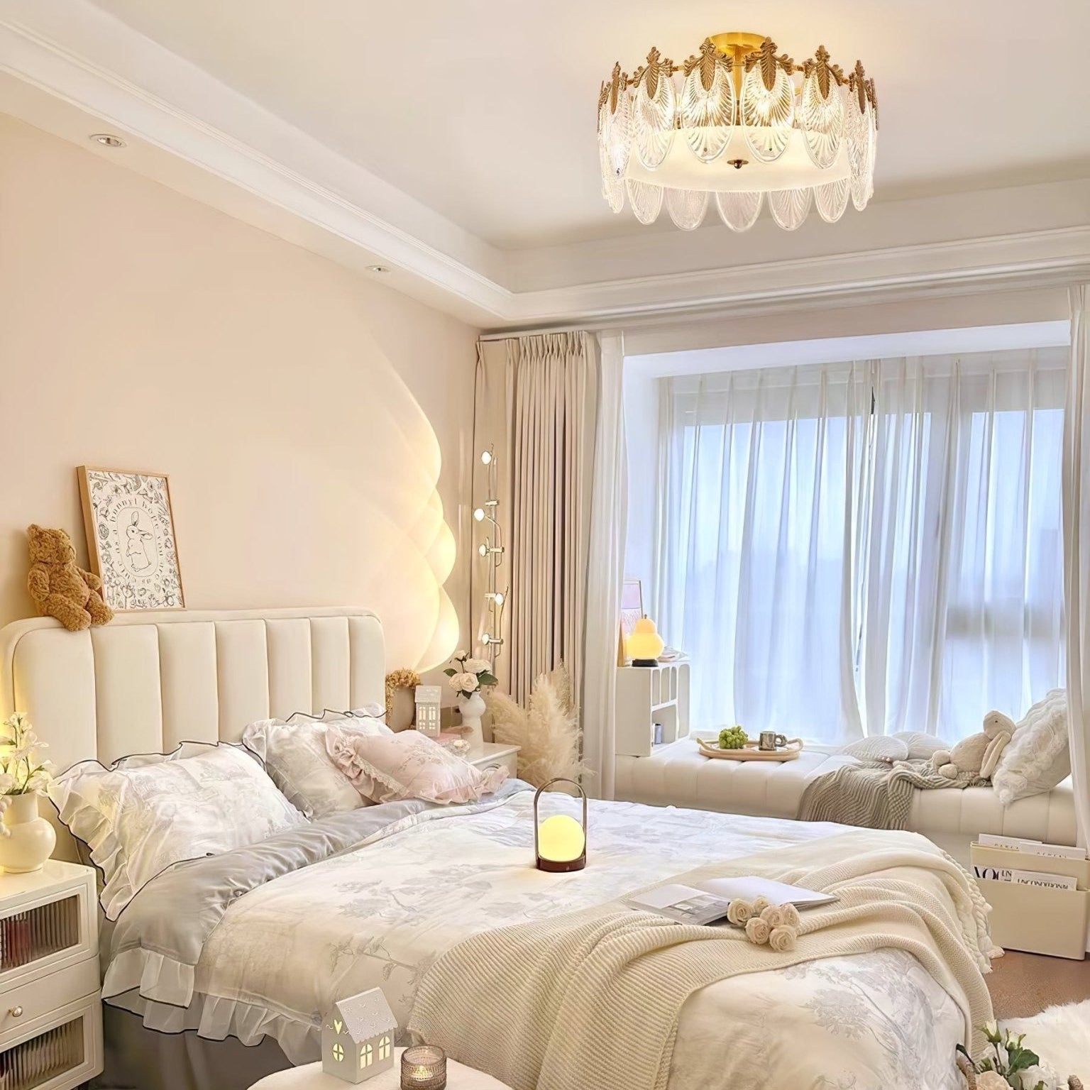 Bedroom Round Chandelier | Ornate Pattern Ceiling Fixture