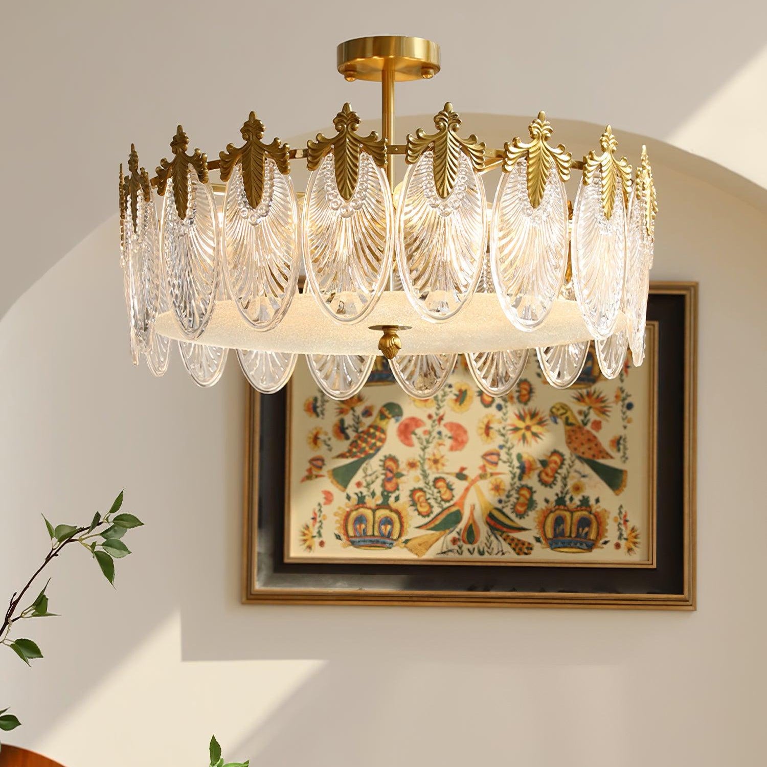 Bedroom Round Chandelier | Ornate Pattern Ceiling Fixture