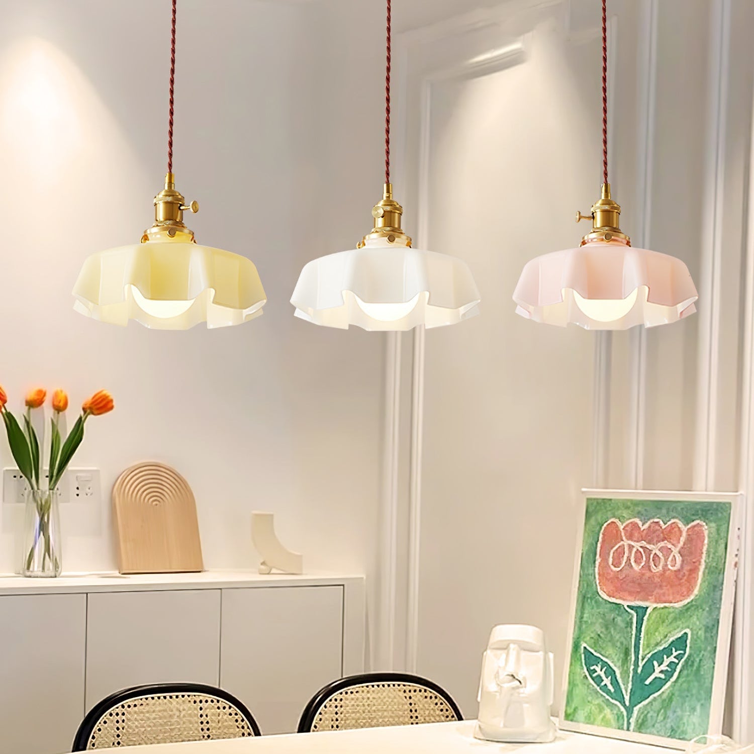 Pendant Light Scalloped  | French Flower Ceiling Lamp