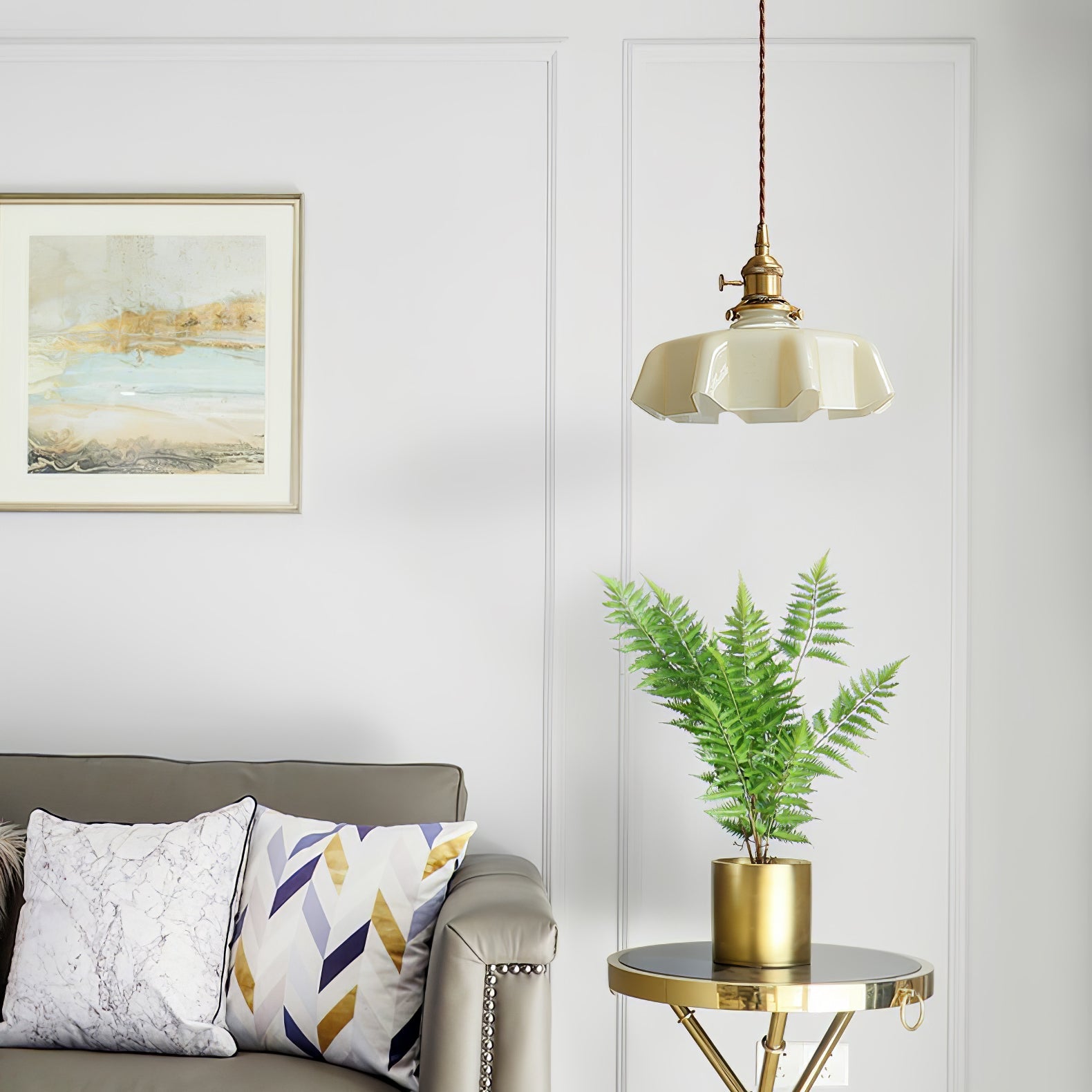 Pendant Light Scalloped  | French Flower Ceiling Lamp