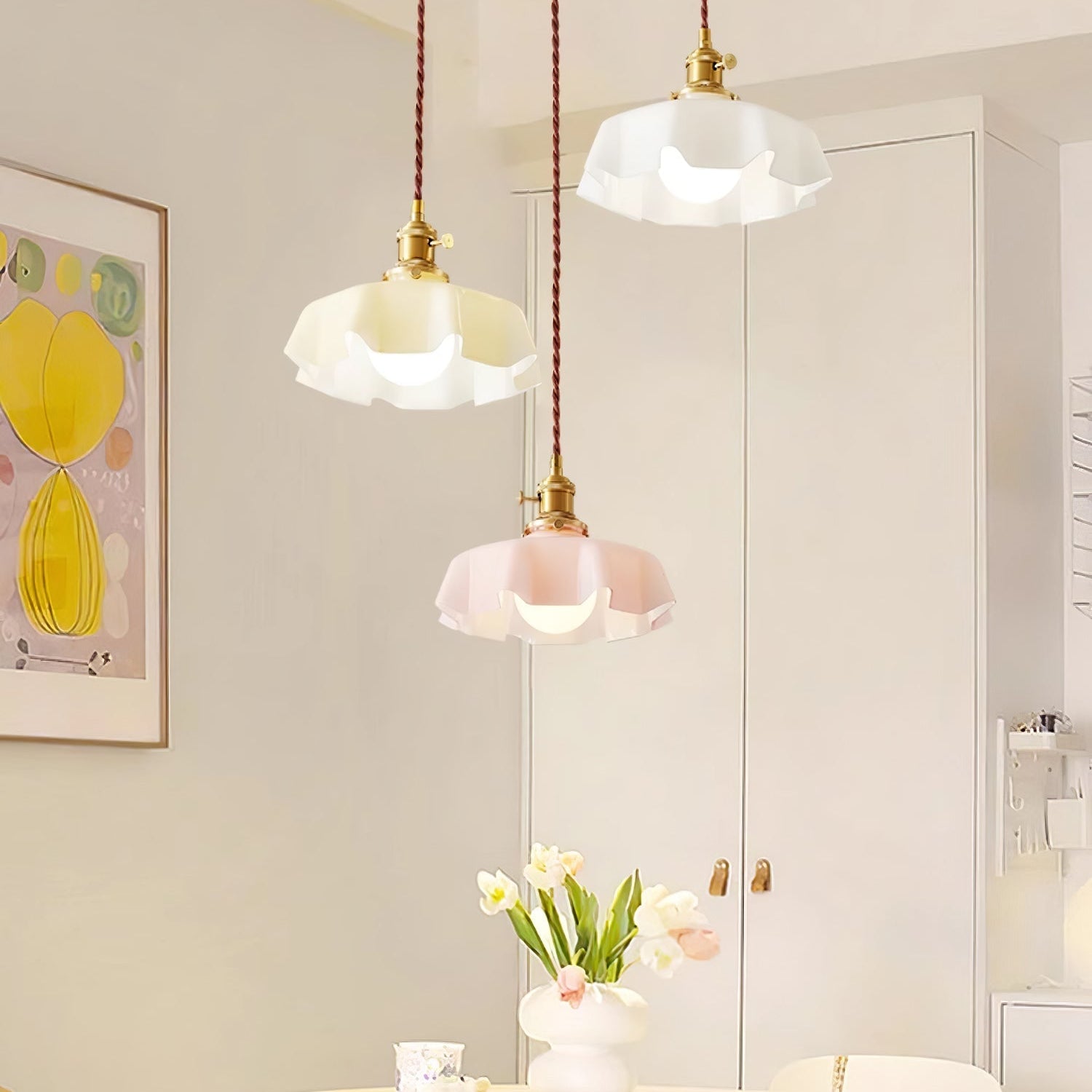 Pendant Light Scalloped  | French Flower Ceiling Lamp