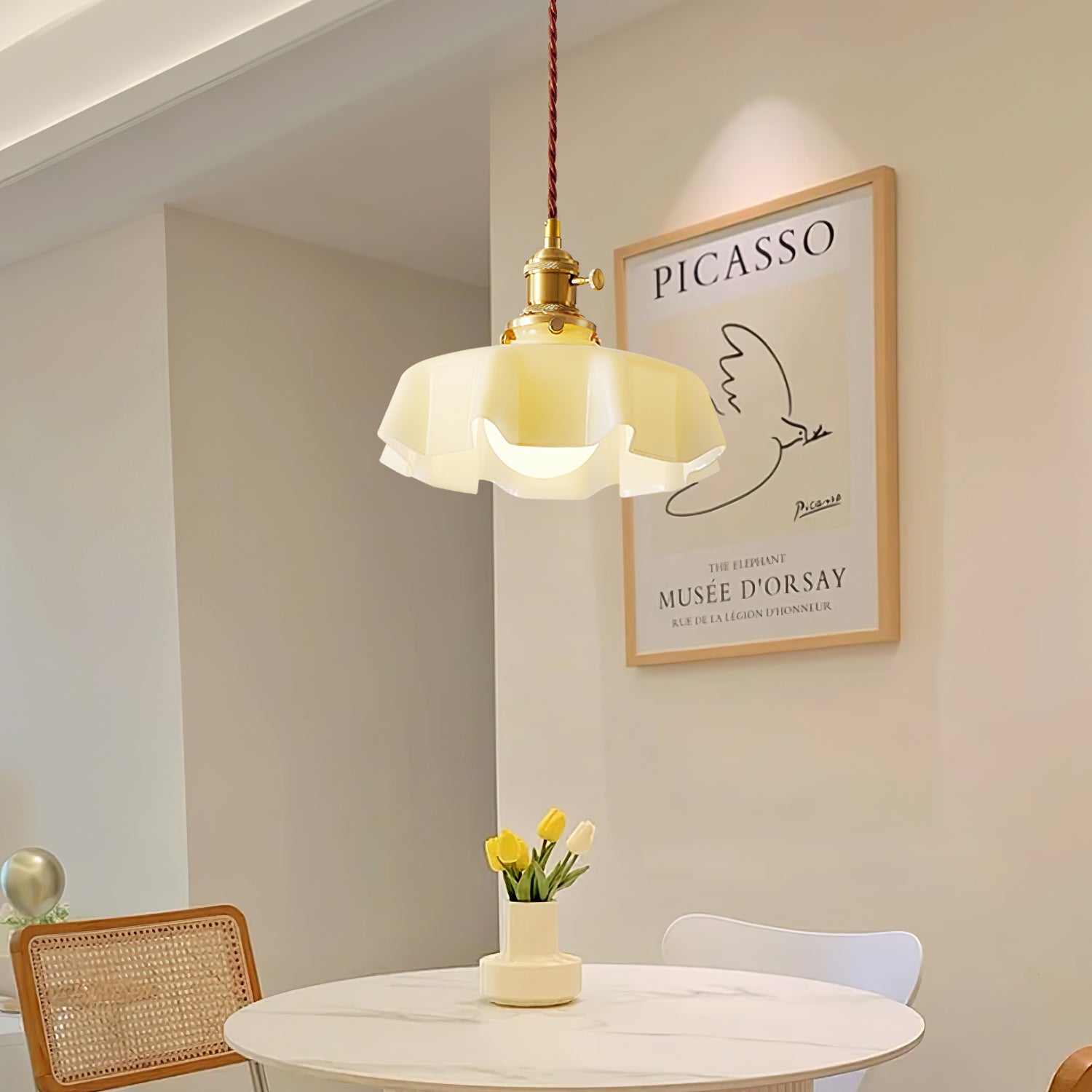 Pendant Light Scalloped  | French Flower Ceiling Lamp