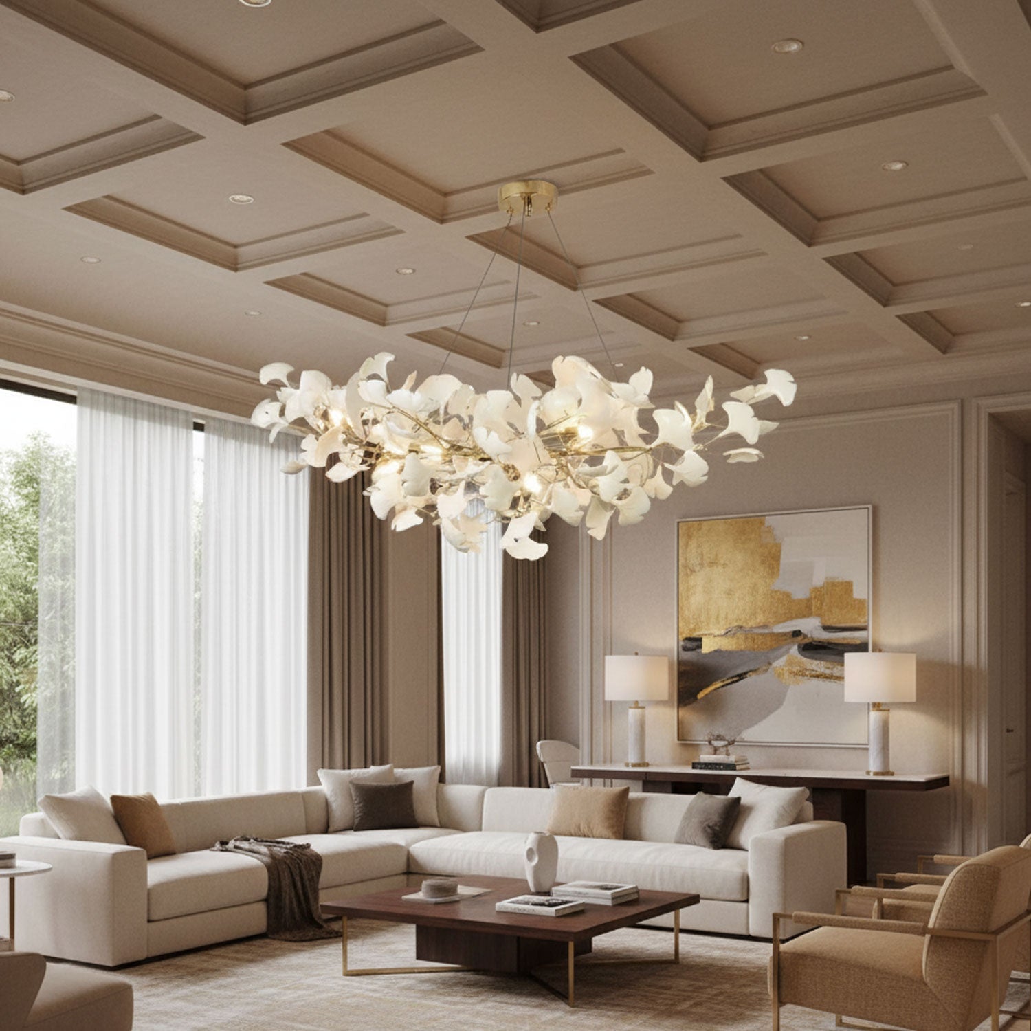 Chandelier Light | Ceiling Lamp with Leaf-Inspired Design