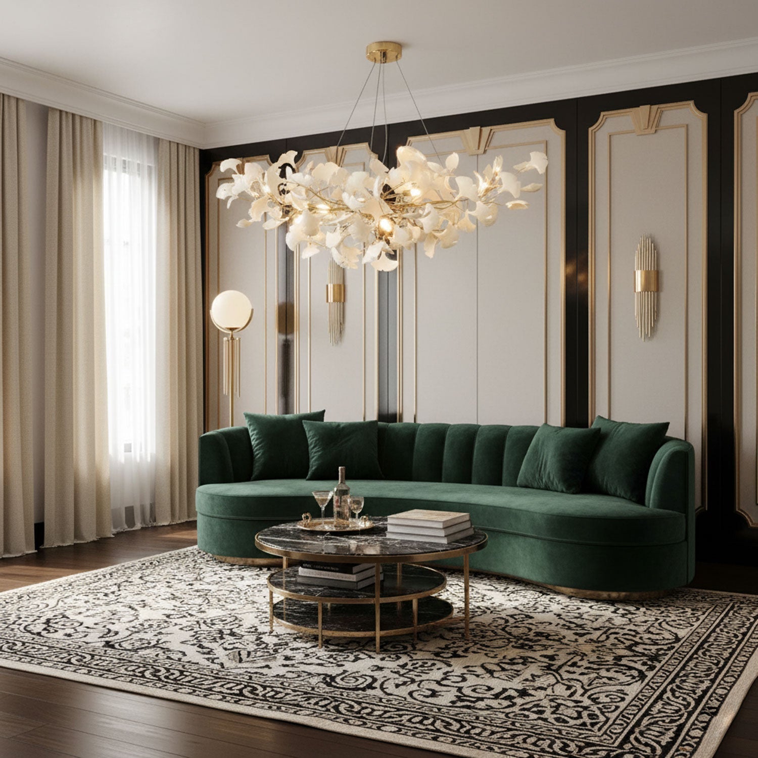 Chandelier Light | Ceiling Lamp with Leaf-Inspired Design