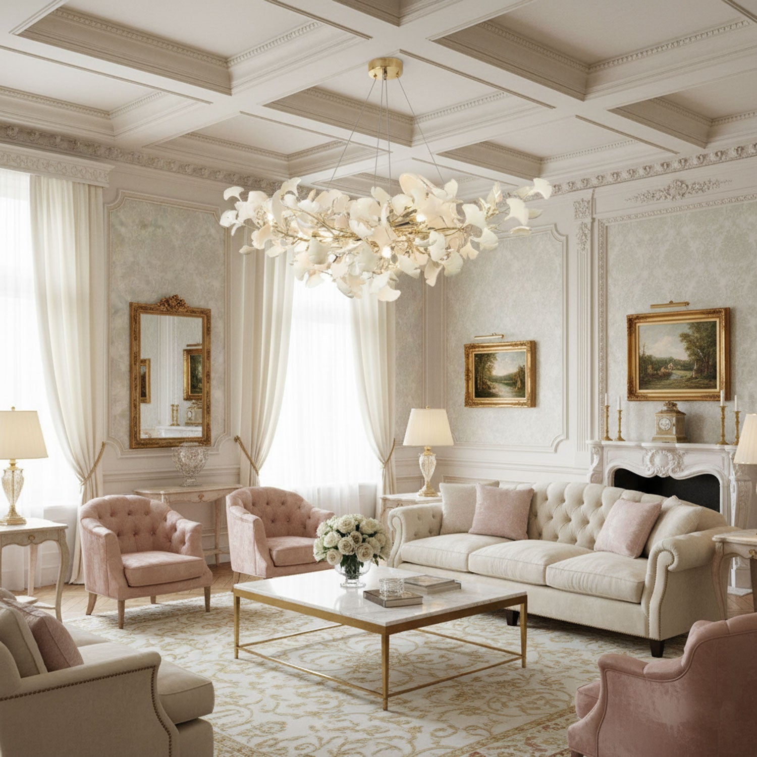 Chandelier Light | Ceiling Lamp with Leaf-Inspired Design