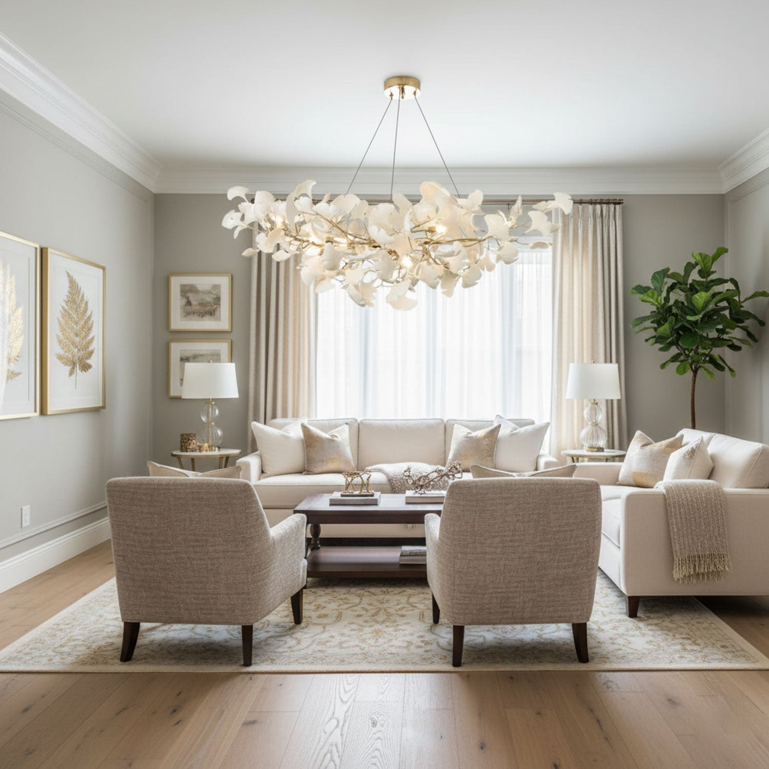 Chandelier Light | Ceiling Lamp with Leaf-Inspired Design