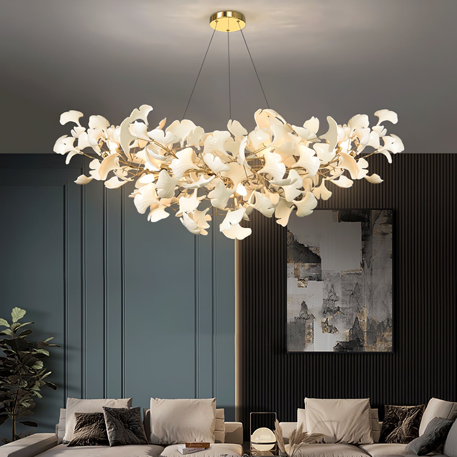 Chandelier Light | Ceiling Lamp with Leaf-Inspired Design