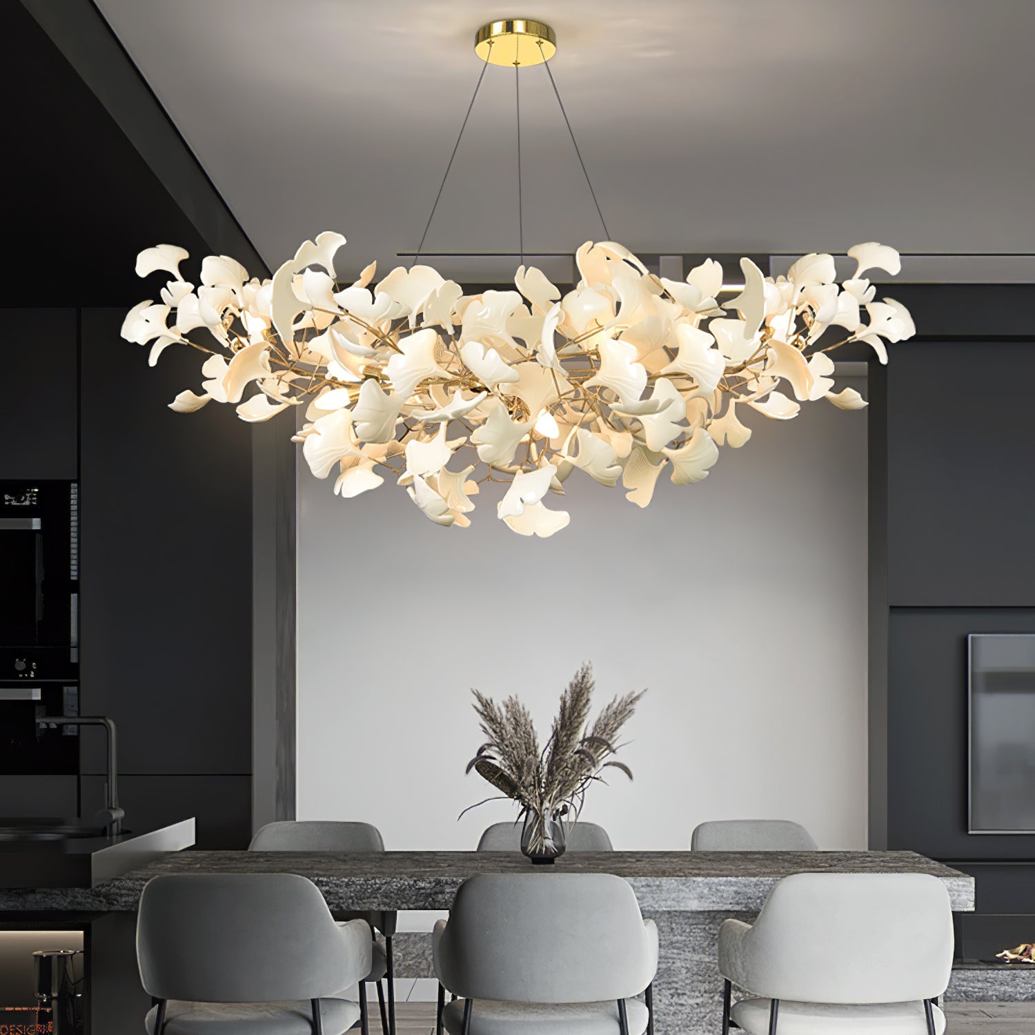 Chandelier Light | Ceiling Lamp with Leaf-Inspired Design