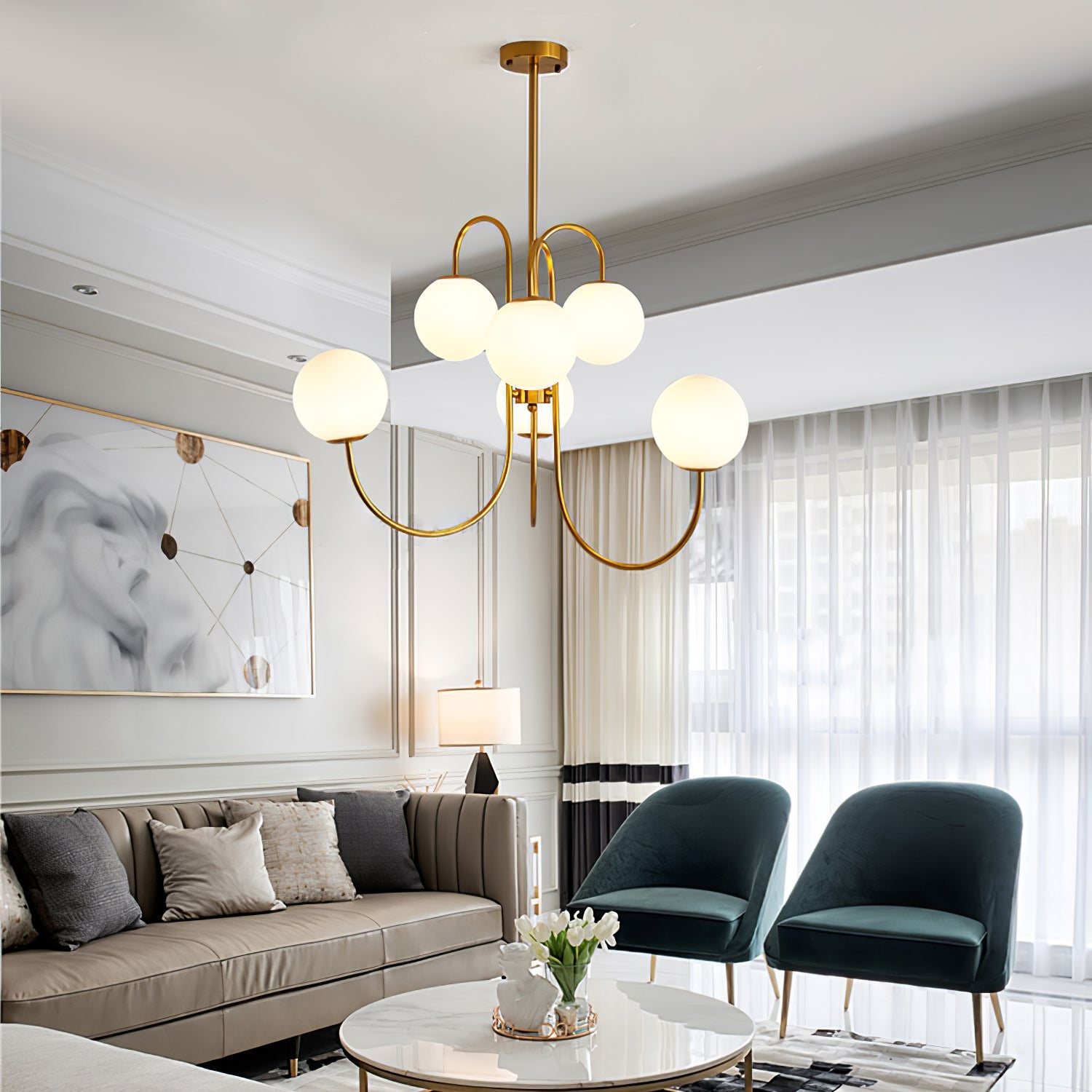 Chandelier Light Fixture | Ceiling Lamp with Gooseneck Design
