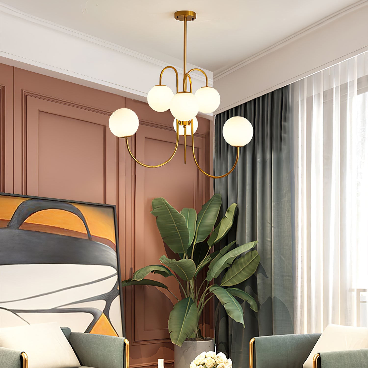Chandelier Light Fixture | Ceiling Lamp with Gooseneck Design