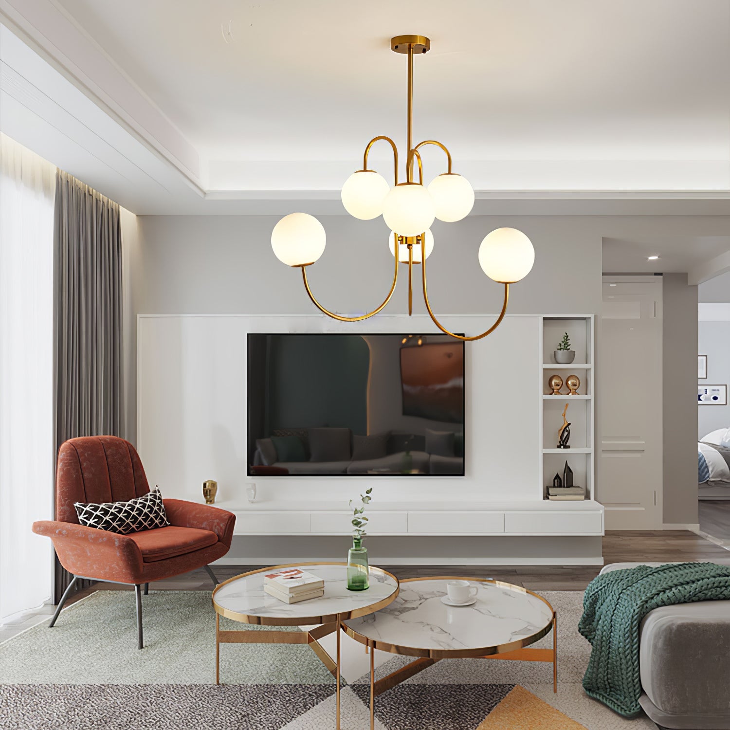 Chandelier Light Fixture | Ceiling Lamp with Gooseneck Design