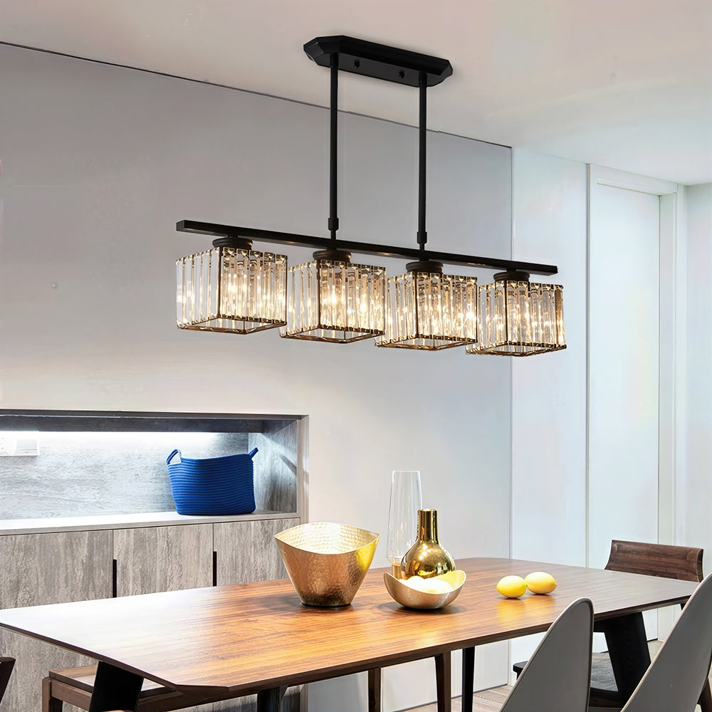 Dining Room Modern Pendant Light | Rectangular Multi Glass Shade