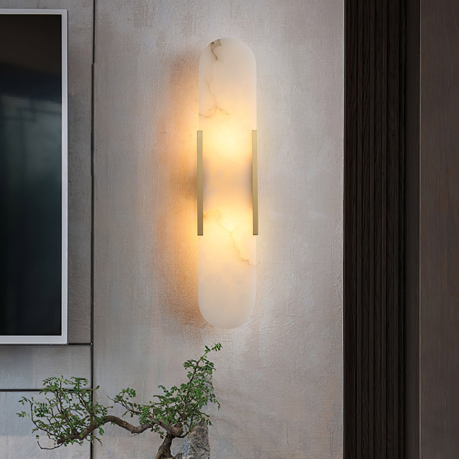 Living Room Wall Light | Elongated Alabaster Design