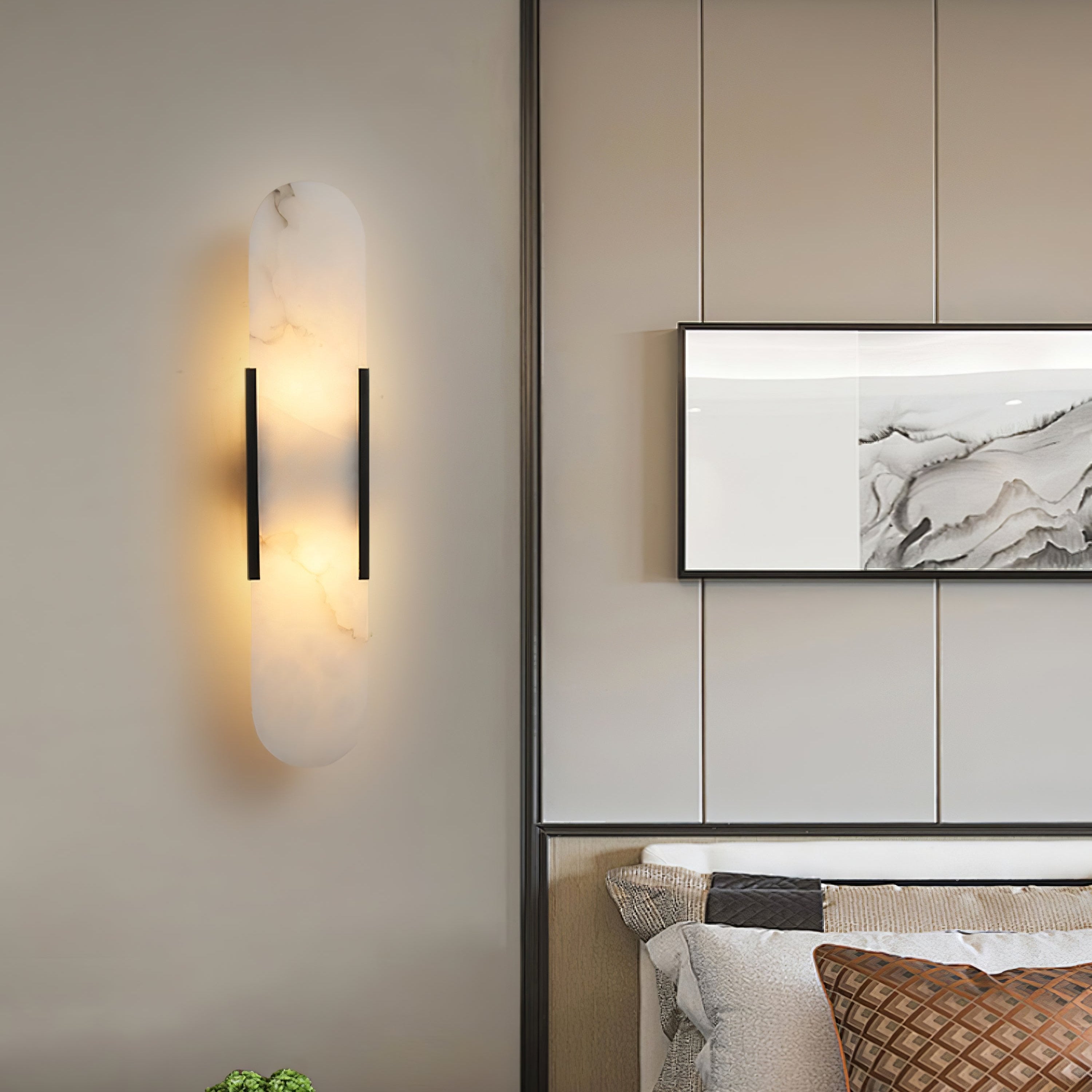 Living Room Wall Light | Elongated Alabaster Design