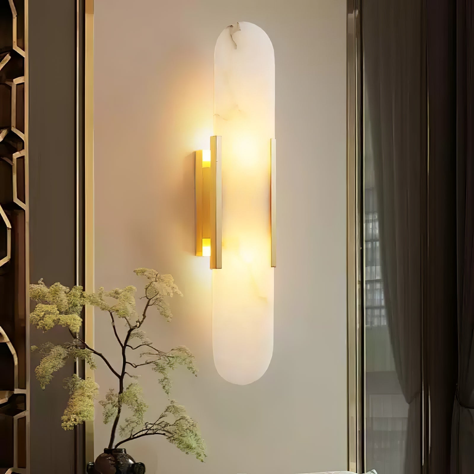 Living Room Wall Light | Elongated Alabaster Design