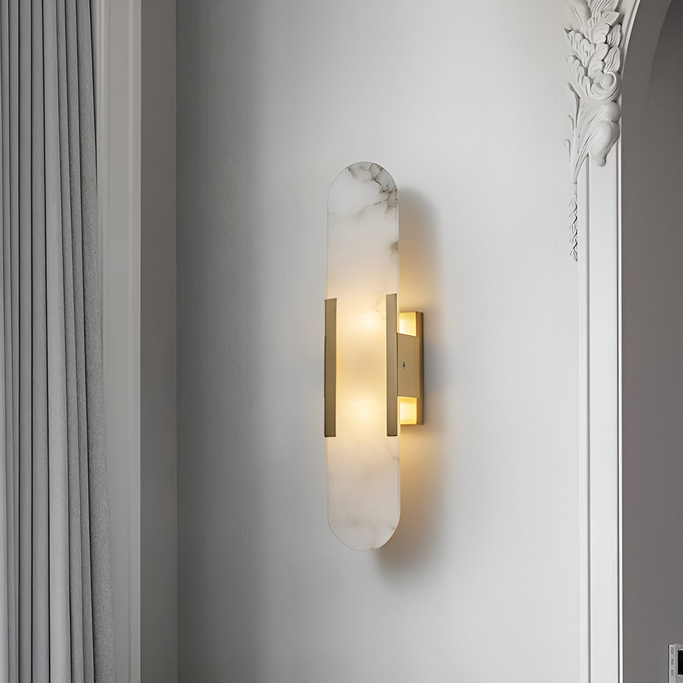 Living Room Wall Light | Elongated Alabaster Design
