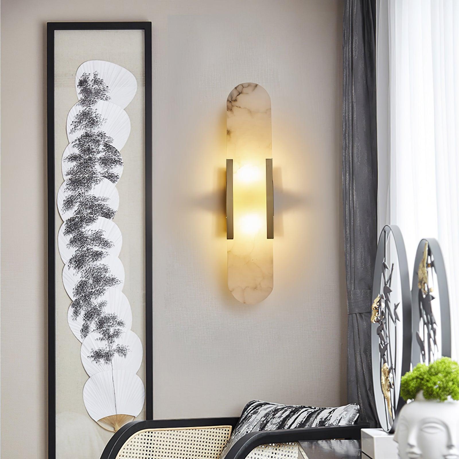 Living Room Wall Light | Elongated Alabaster Design
