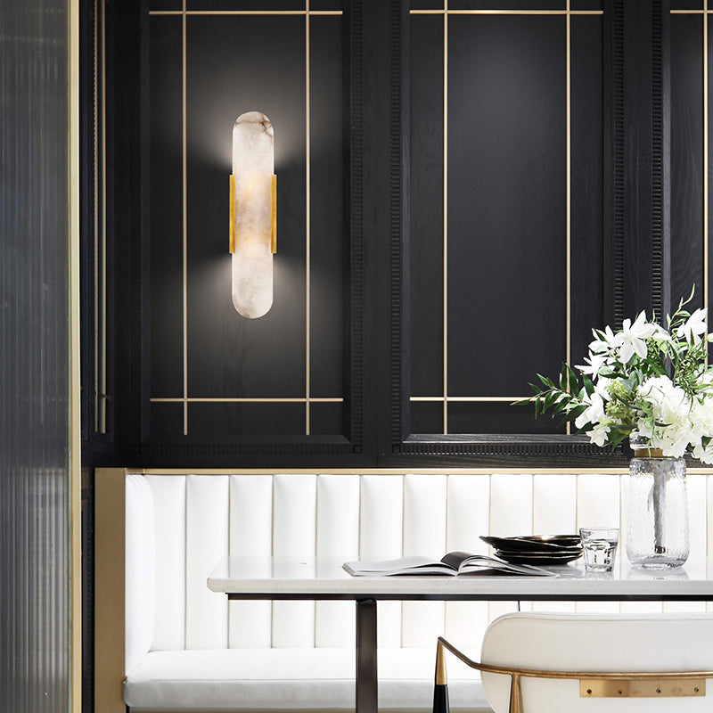 Living Room Wall Light | Elongated Alabaster Design
