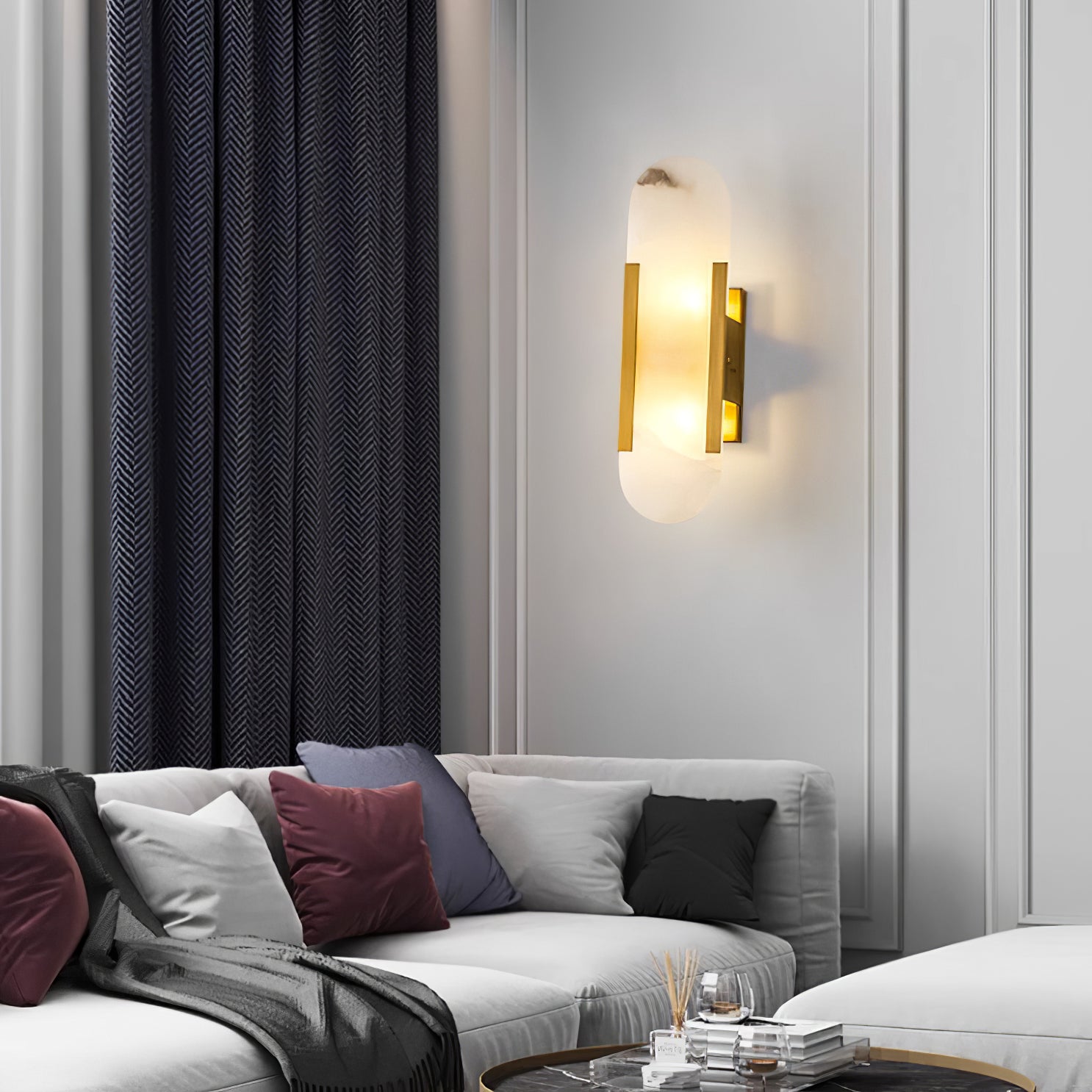 Living Room Wall Light | Elongated Alabaster Design