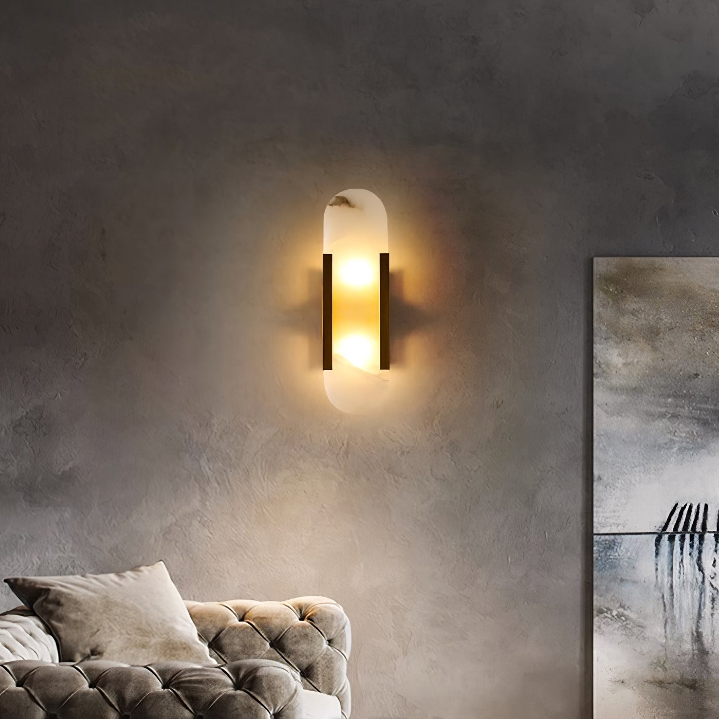 Living Room Wall Light | Elongated Alabaster Design