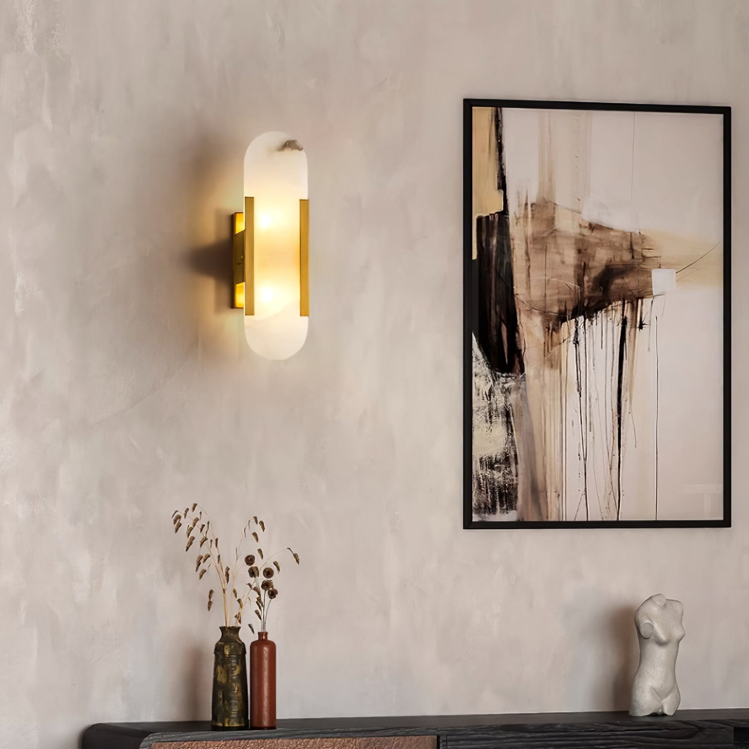 Living Room Wall Light | Elongated Alabaster Design