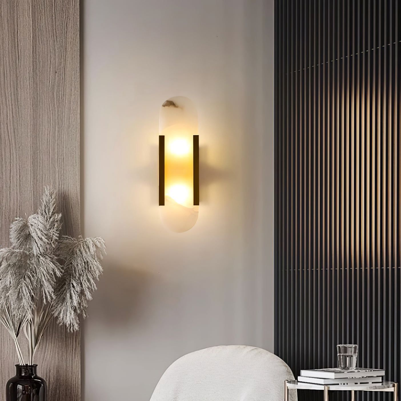Living Room Wall Light | Elongated Alabaster Design