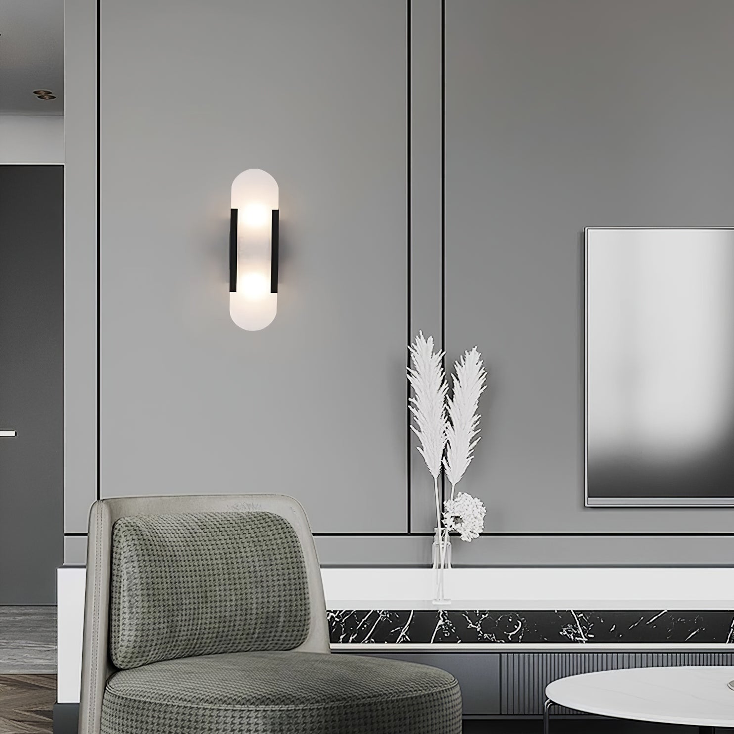Living Room Wall Light | Elongated Alabaster Design