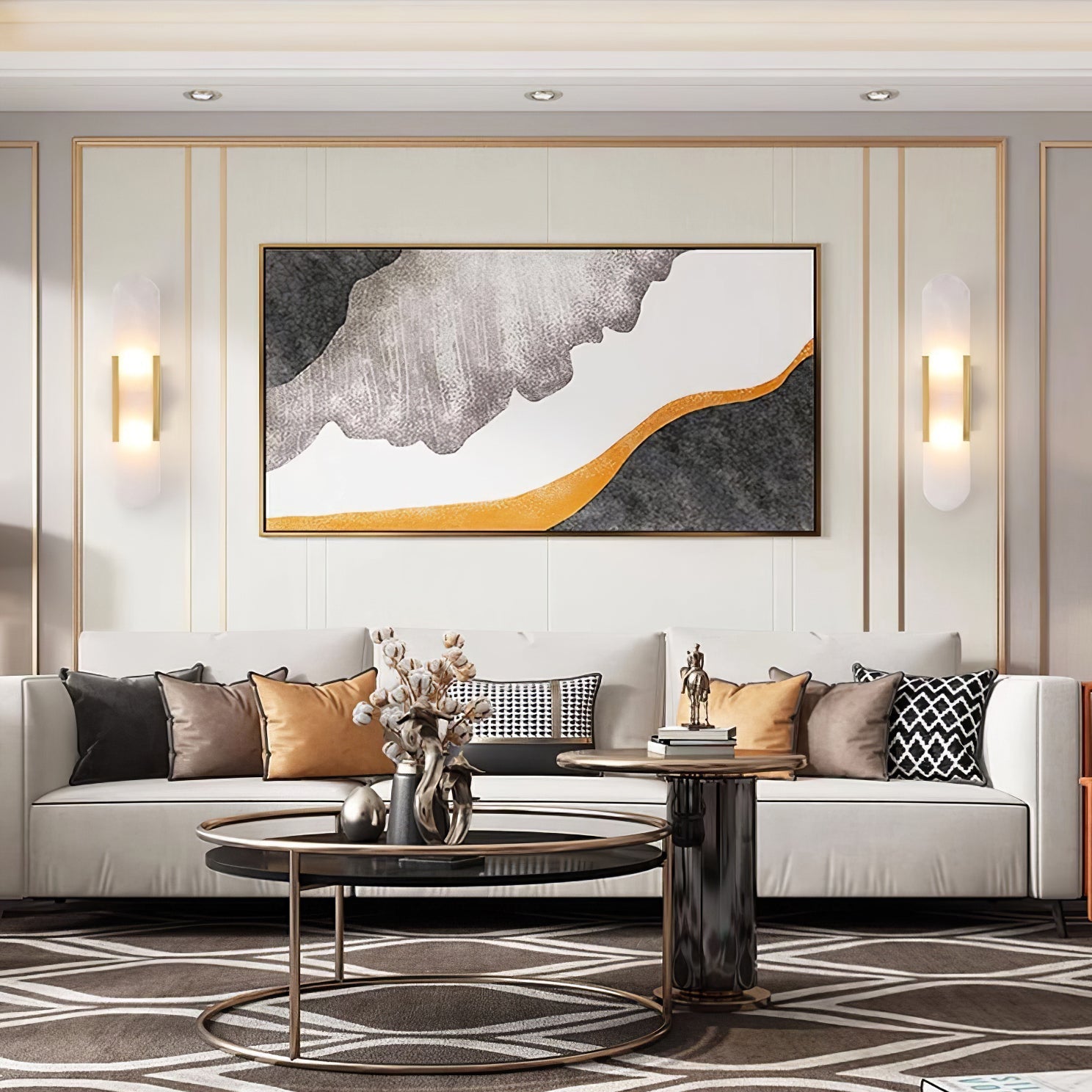 Living Room Wall Light | Elongated Alabaster Design