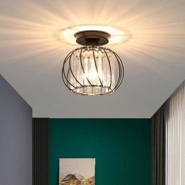 Hallway Modern Ceiling Light | Glass Cage Flush