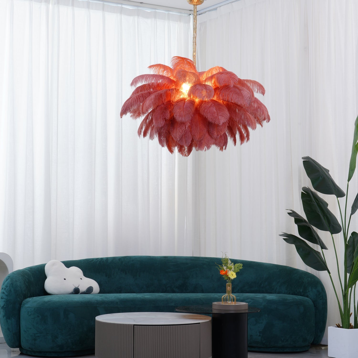 Feather Design Chandelier | Cloud-Shape Hanging Light