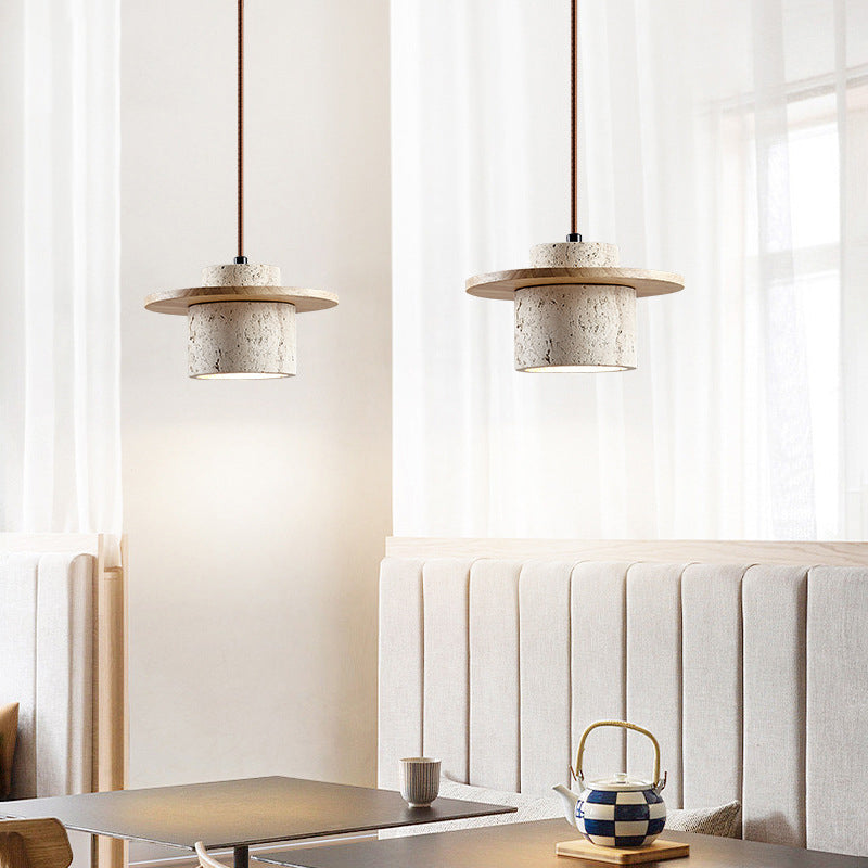 Modern Pendant Light | Travertine Stone Shade