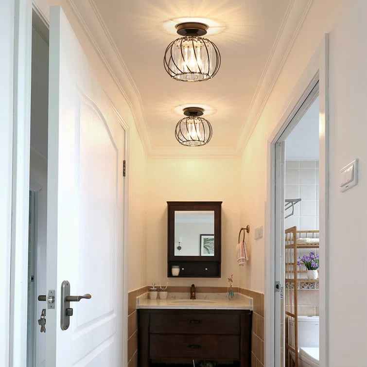 Hallway Modern Ceiling Light | Glass Cage Flush