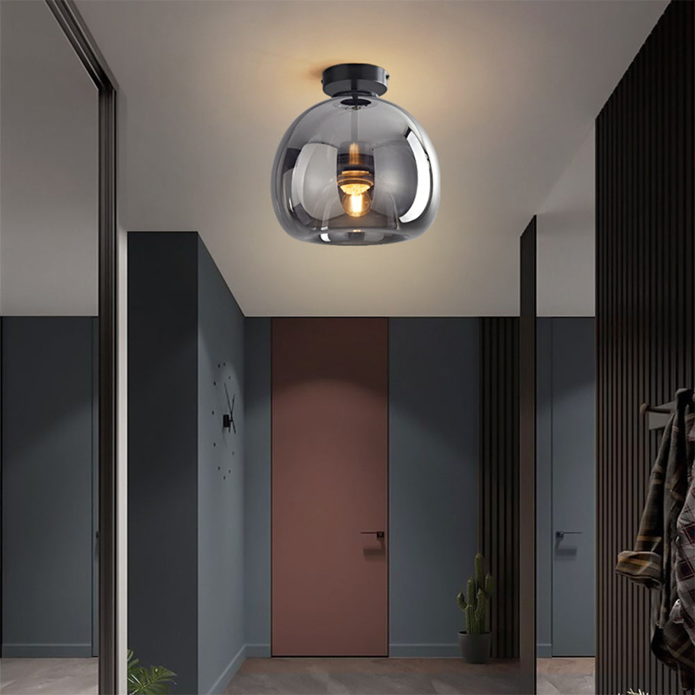 Hallway Modern Ceiling Light | Copper Glass Globe