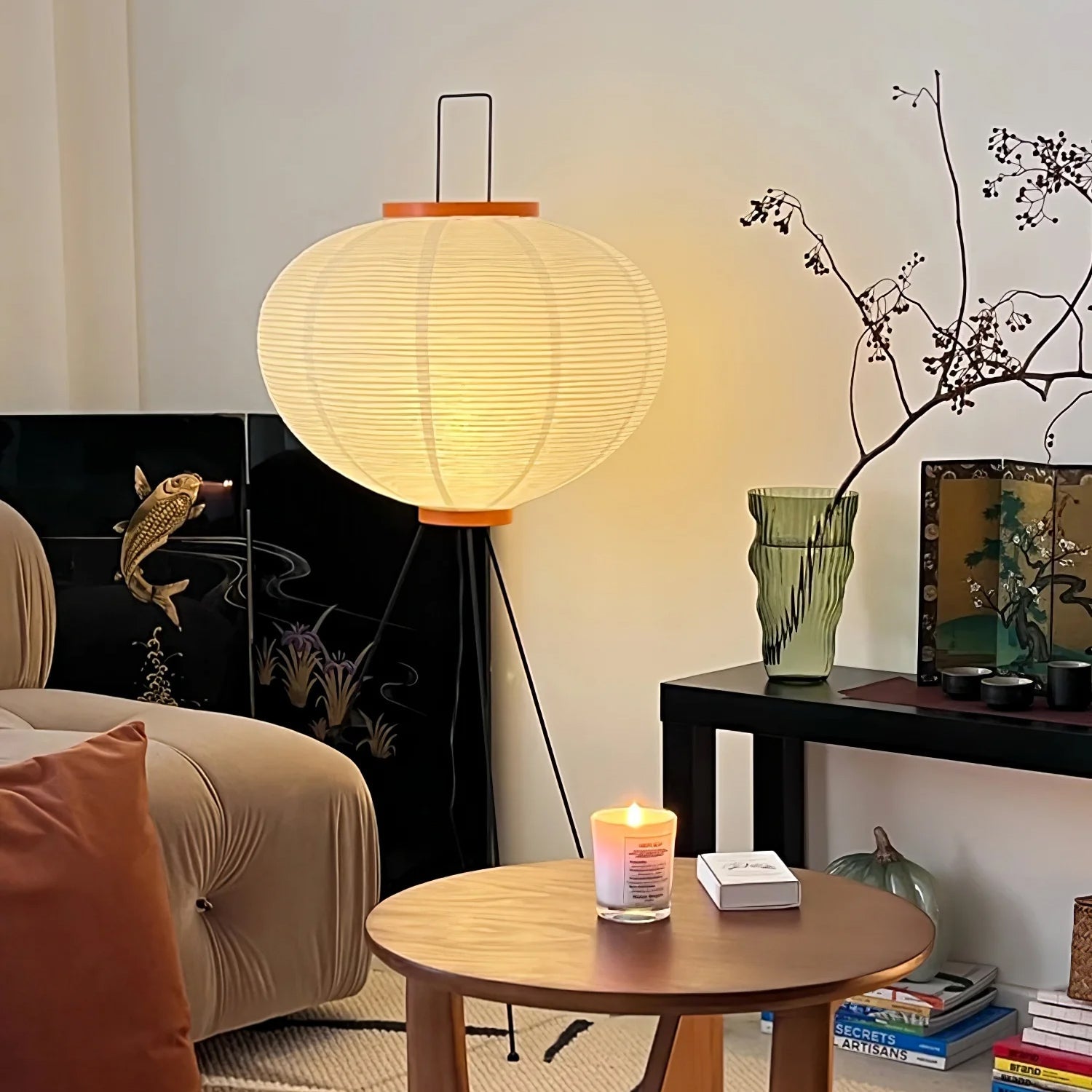 Floor Lamp | Tripod Lighting Fixture with Paper Shade