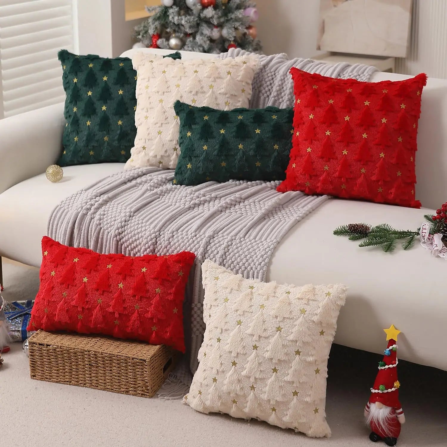 Cushion Christmas Covers | Textured Festive Pattern