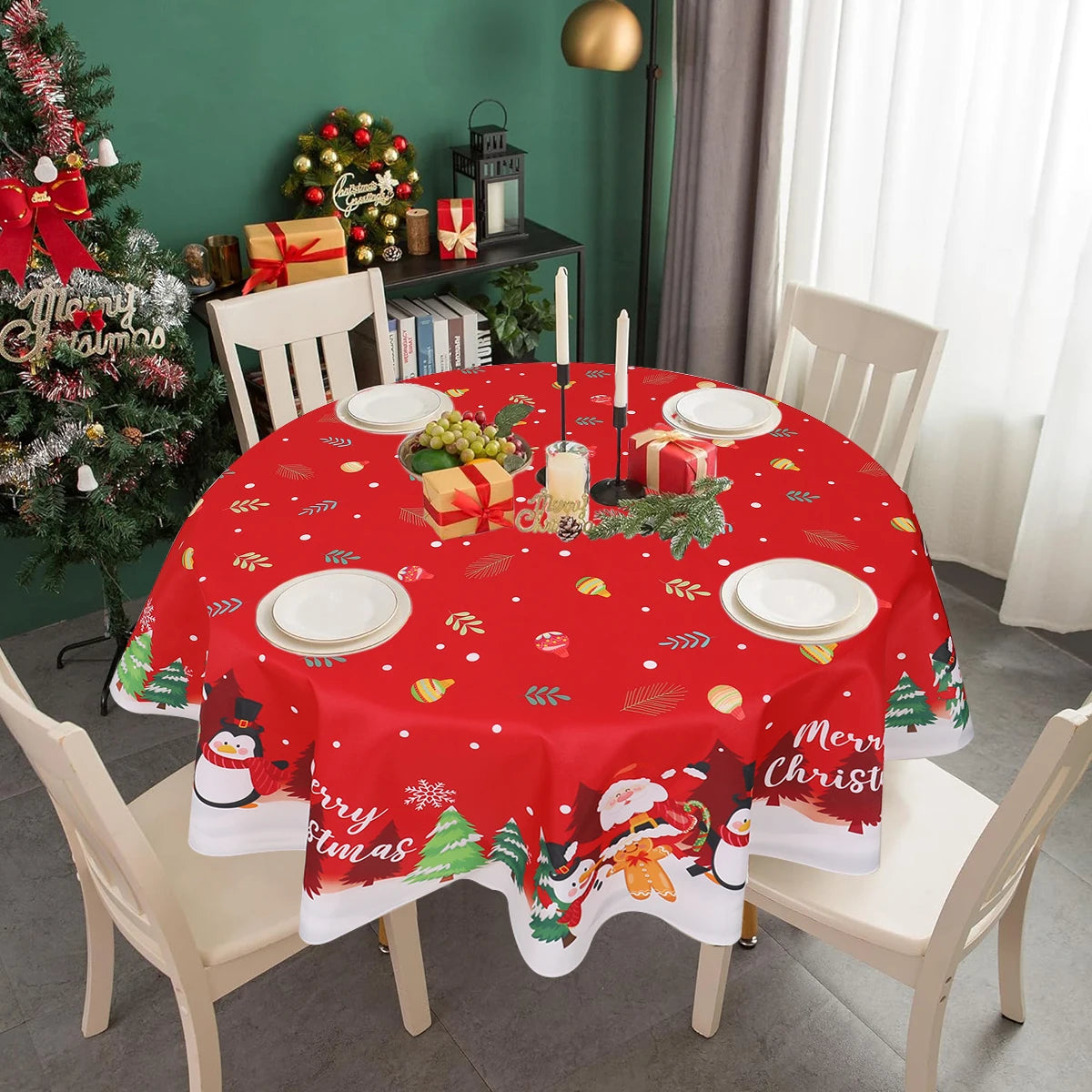 Table Cloth for Christmas | Round Printed Decoration
