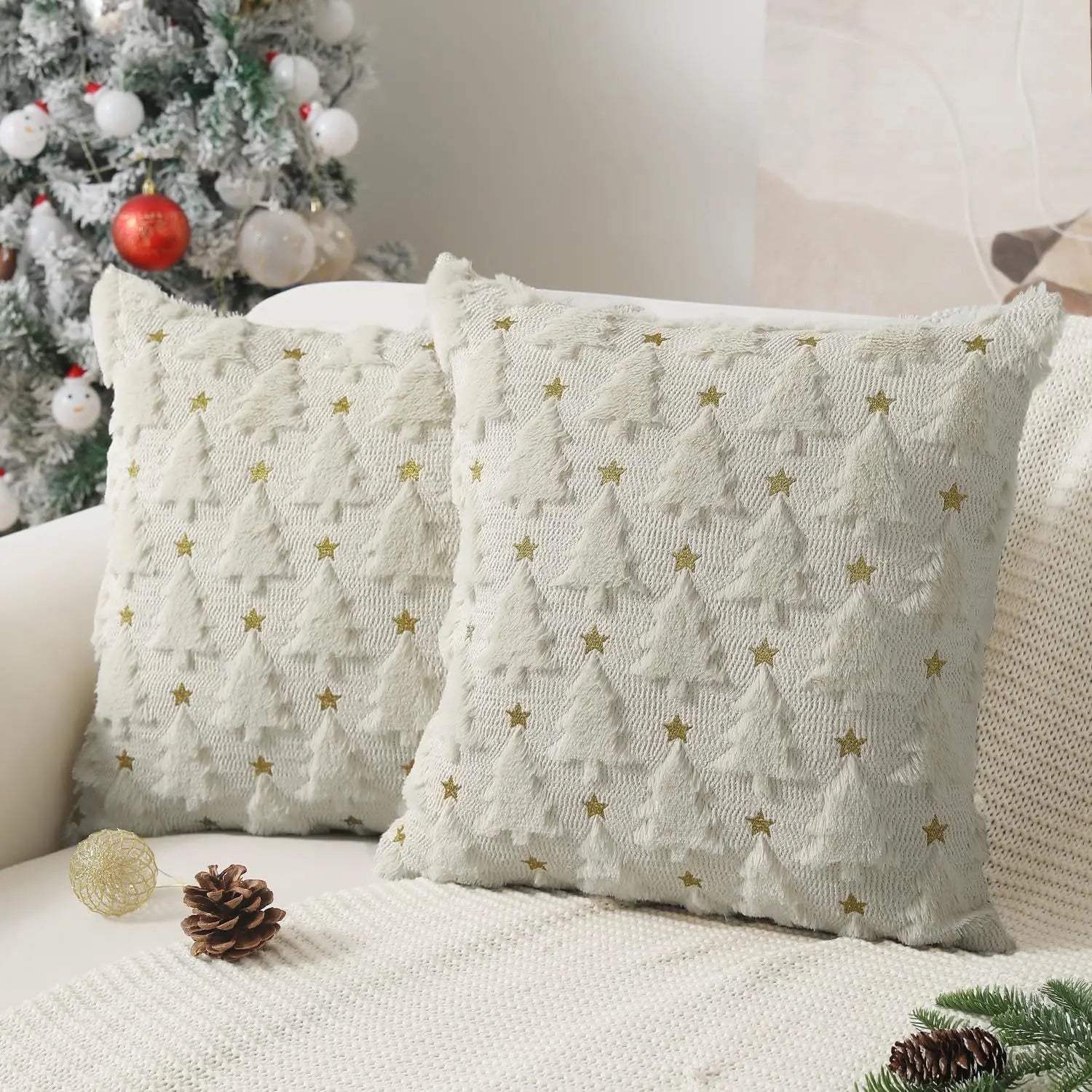 Cushion Christmas Covers | Textured Festive Pattern