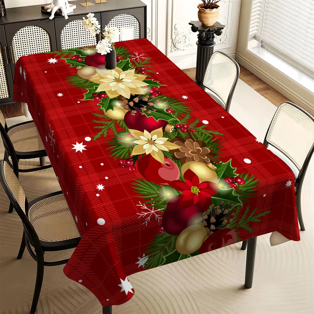 Table Cloth for Christmas | Red Plaid Decoration